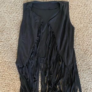 Faux Suede Fringe Vest